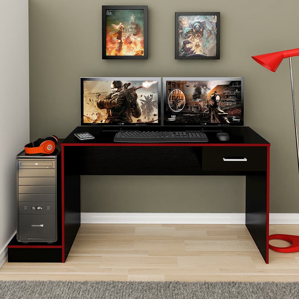 Mesa Gamer Player One Preta e Vermelha