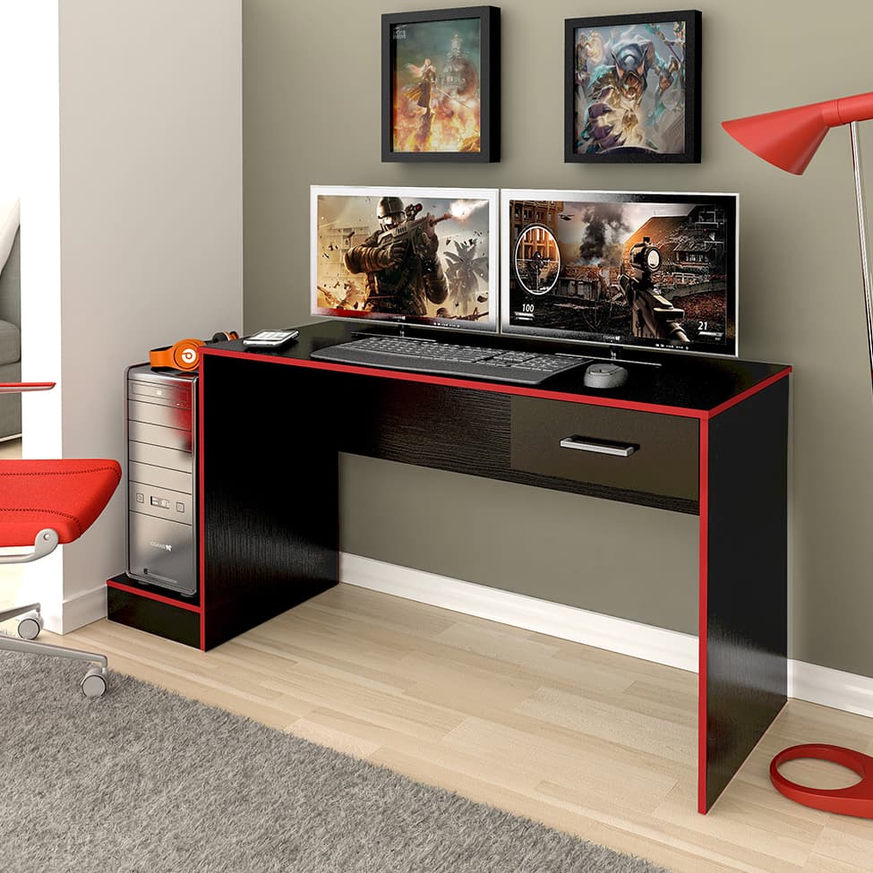 Mesa Gamer Player One Preta e Vermelha