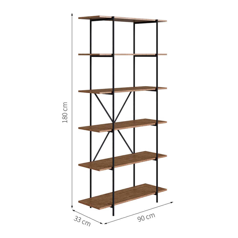 Estante Tube Preta e Vermont 180 cm