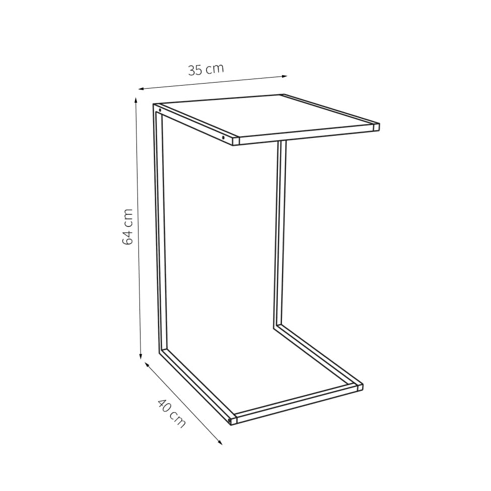 Mesa Lateral Retangular Steel Preta