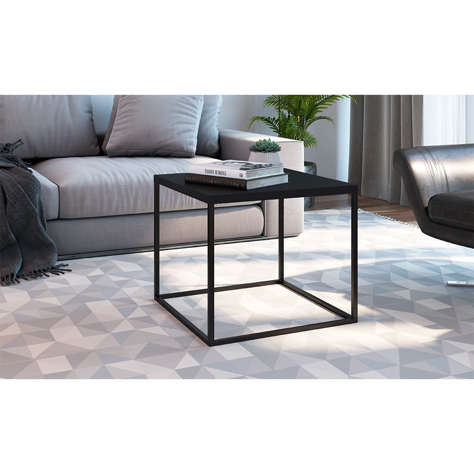 Mesa de Centro Quadrada Cube Preta 43 cm