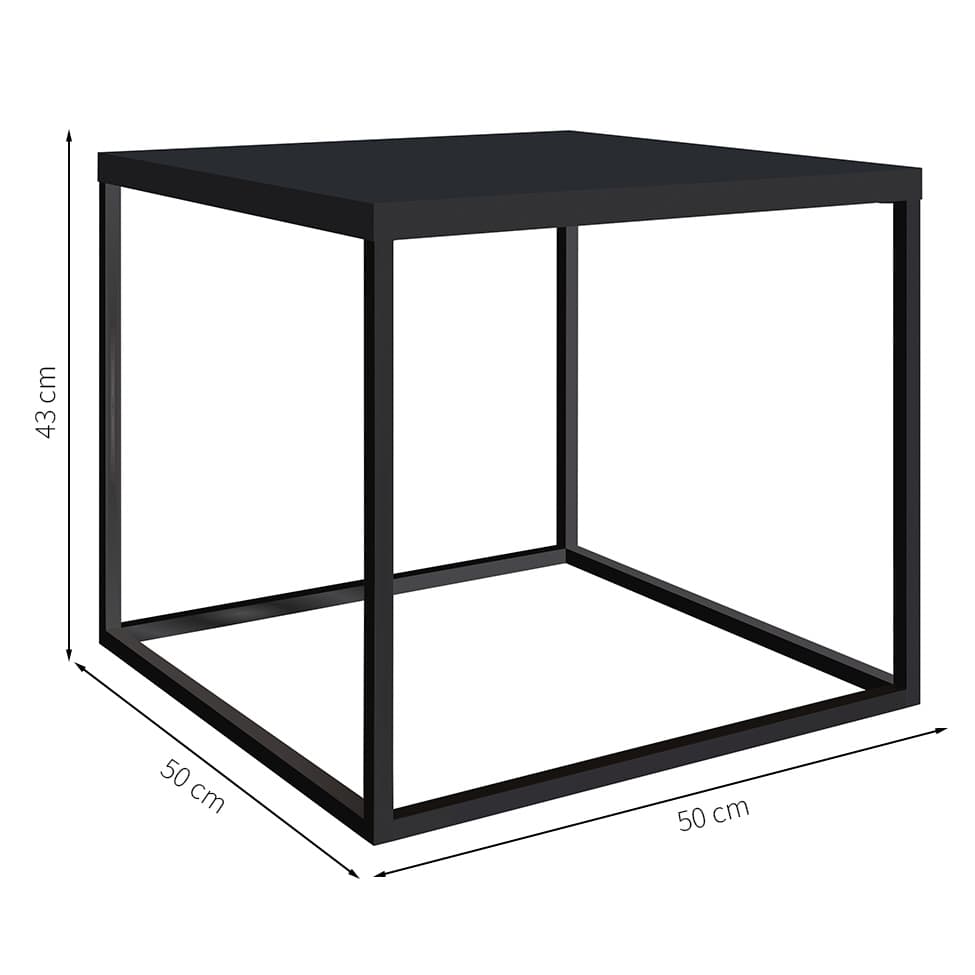 Mesa de Centro Quadrada Cube Preta 43 cm