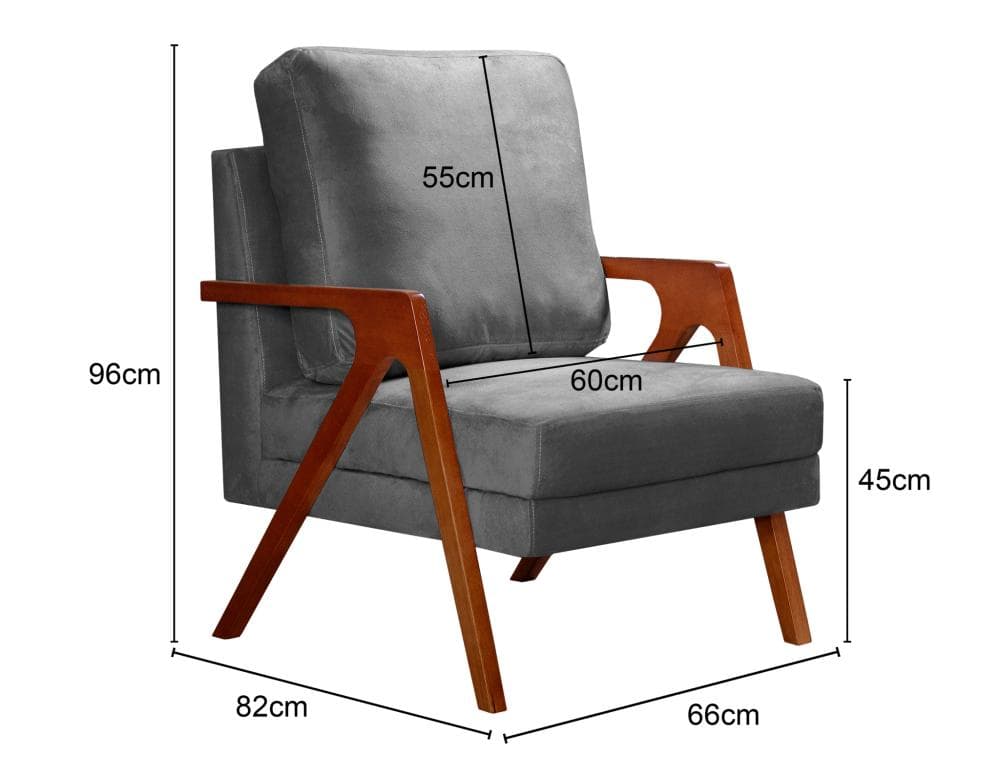 Poltrona Kiara Cor:Suede Cinza 220