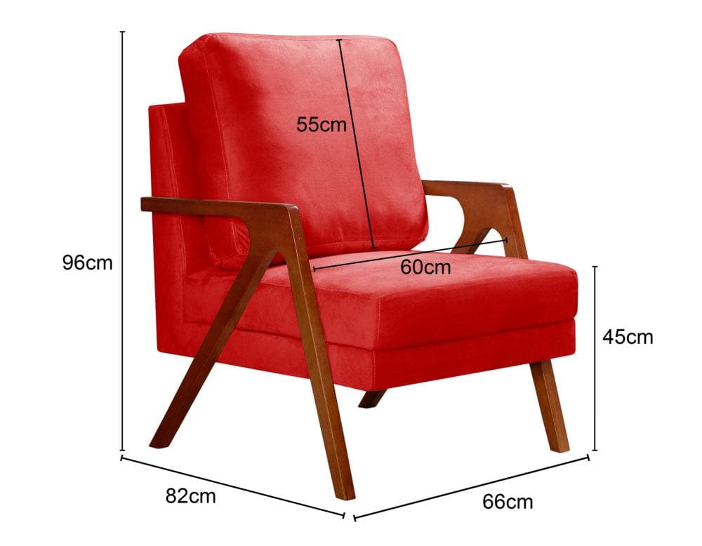 Poltrona Kiara Cor:Suede Vermelho 100