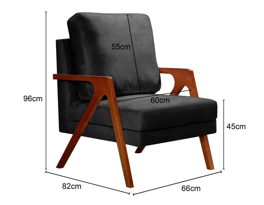 Poltrona Kiara Cor:Veludo Preto 410