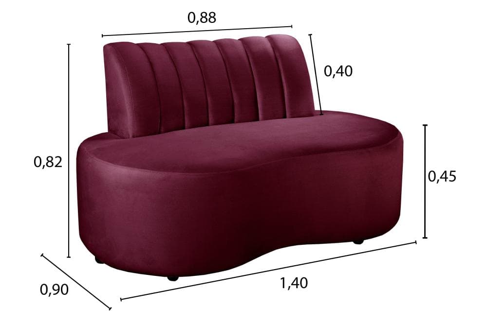 Sofá Doha Cor:Suede Bordô 110