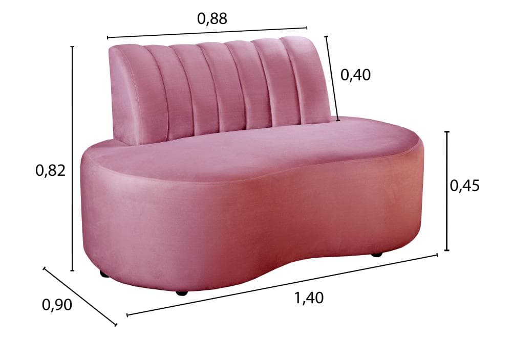 Sofá Doha Cor:Suede Rosa 280
