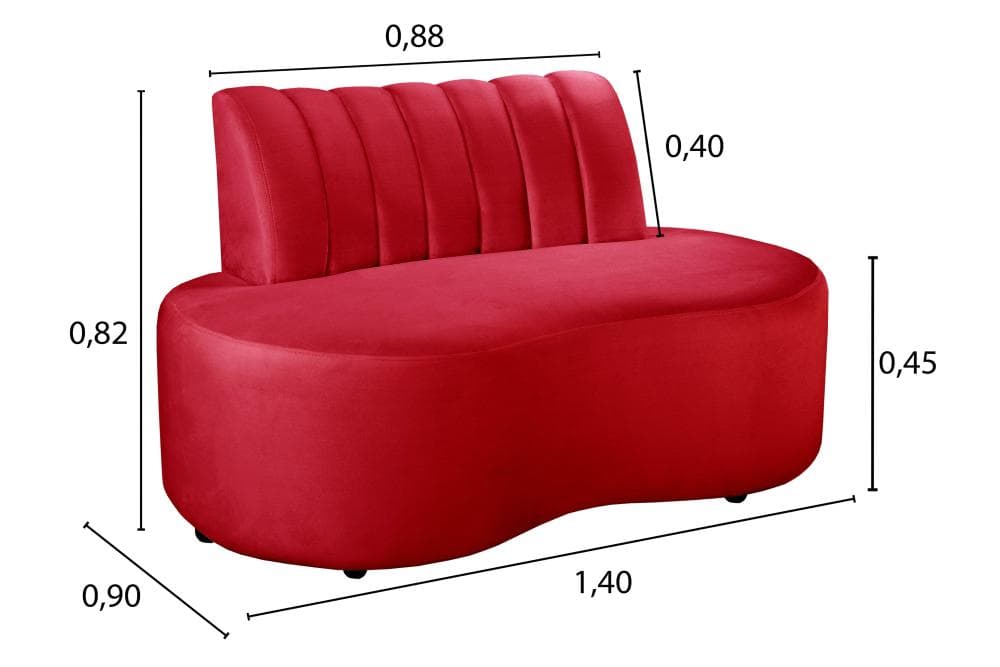Sofá Doha Cor:Suede Vermelho 100