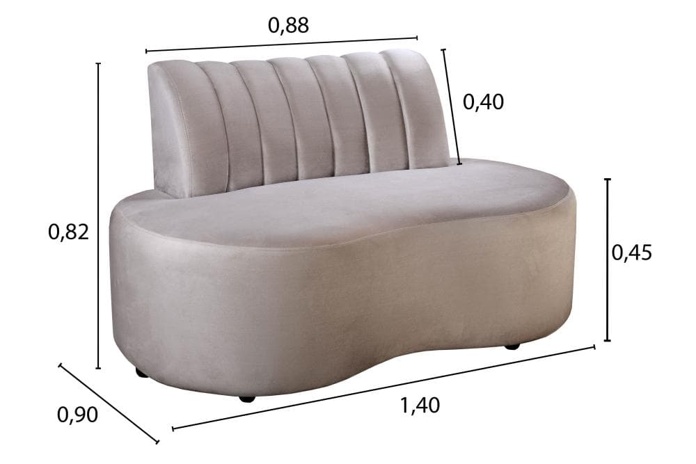 Sofá Doha Cor:Veludo Capuccino 250