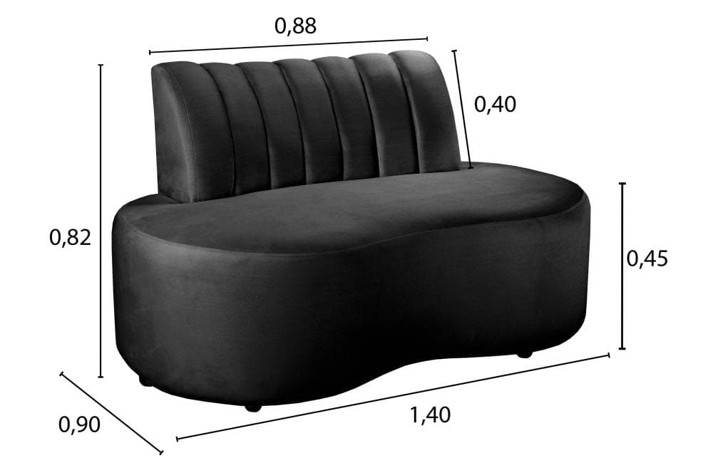 Sofá Doha Cor:Veludo Preto 410