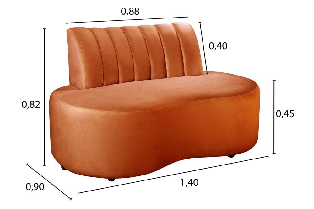 Sofá Doha Cor:Veludo Terracota 400