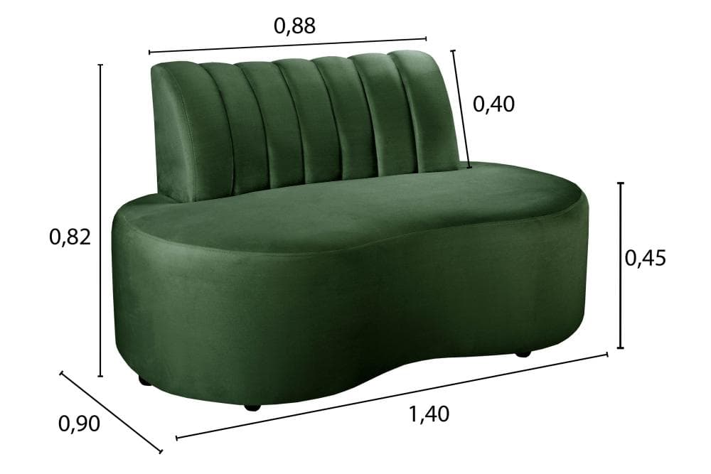 Sofá Doha Cor:Veludo Verde 270