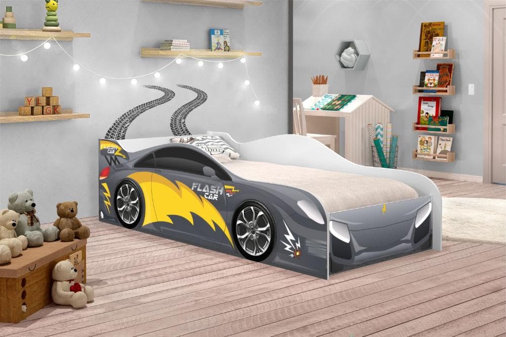 Cama Carro Menino Chumbo Solteiro