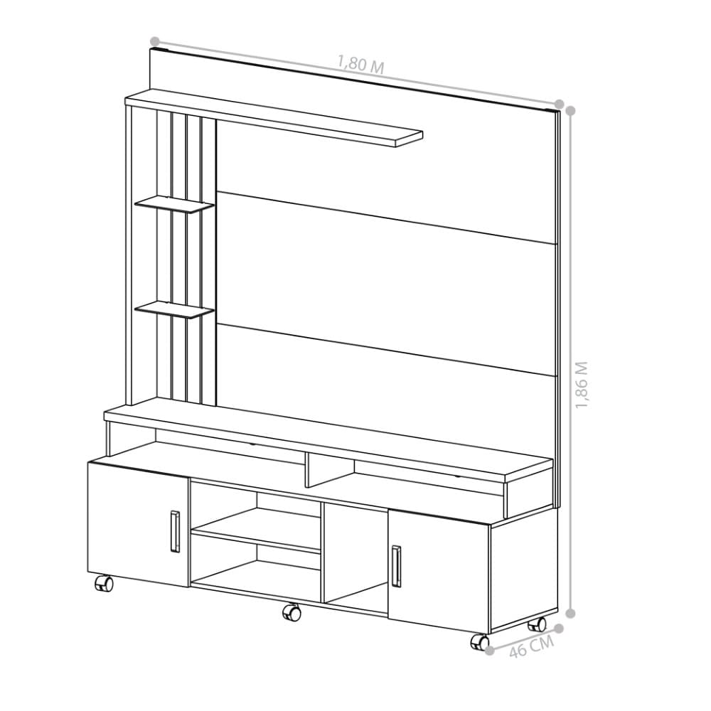 Painel e Rack para TV Tiane Preto e Canela
