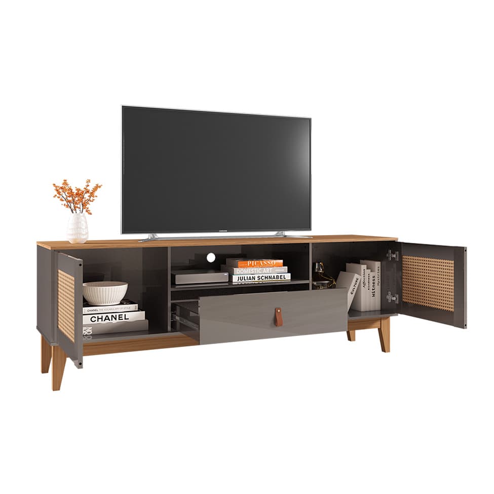 Rack Esmeralda Cinza Pérola e Noce 160 cm