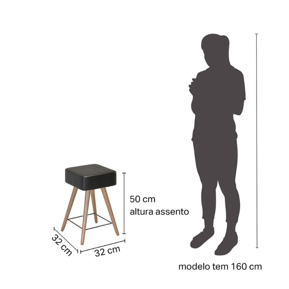 Banco Banqueta Aço Maldivas Preto