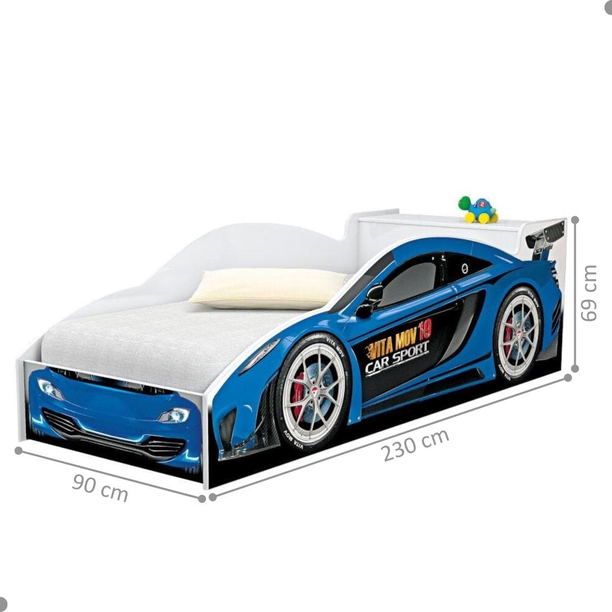 Cama Carro com Baú Juvenil Racer Azul