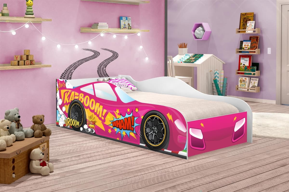 Cama Faísca Carro Infantil Rosa