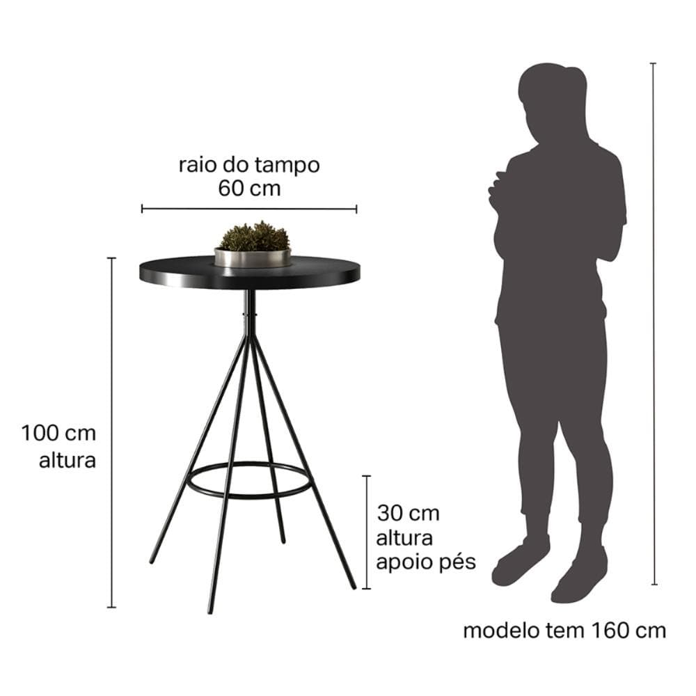 Kit Mesa Com 2 Banquetas Grecia Preto