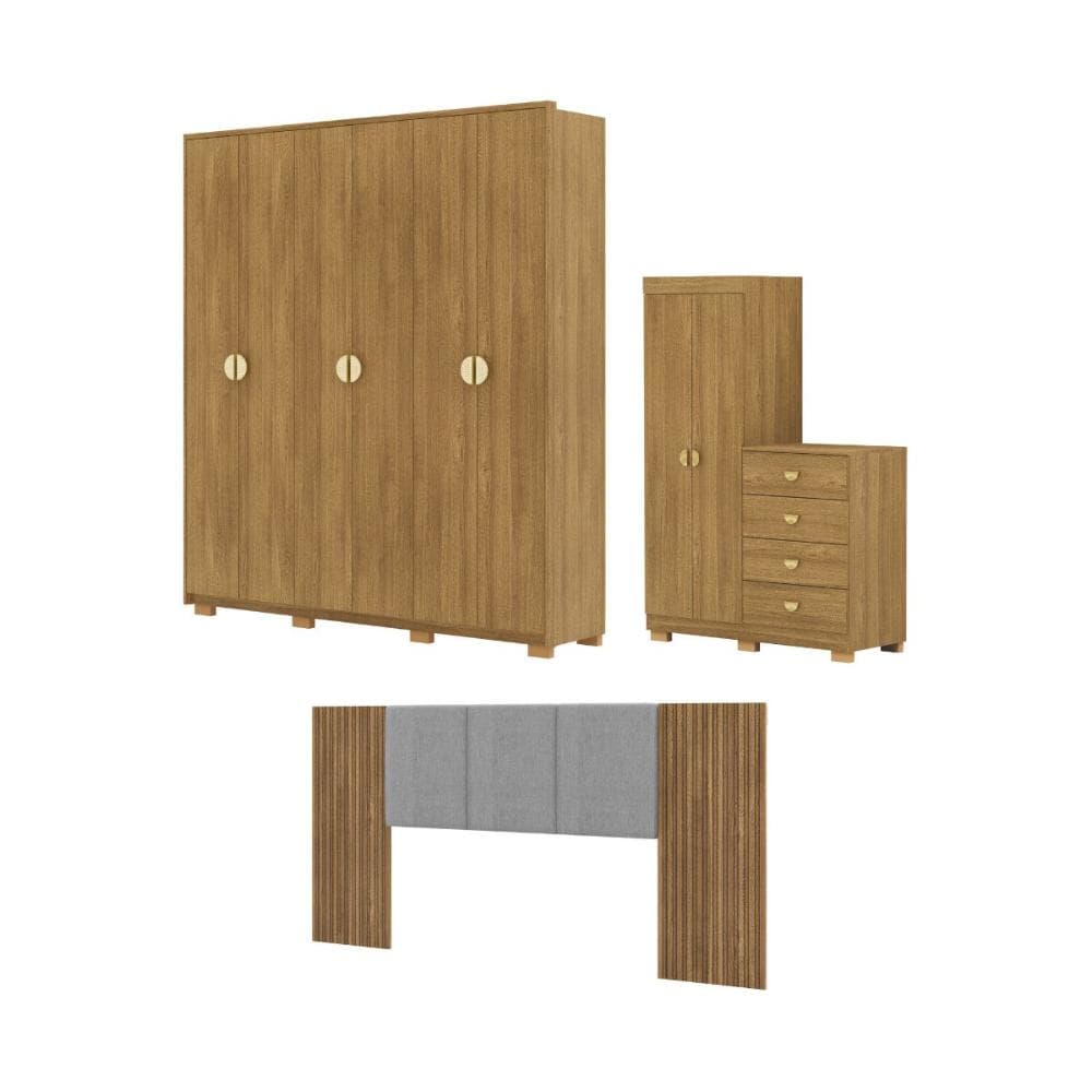 Kit Quarto Açu Nature Brisa Linho Cinza