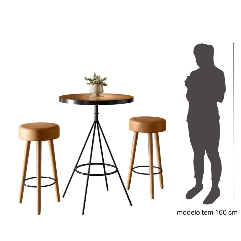Kit de Mesa Com 2 Banquetas Grecia Amarula