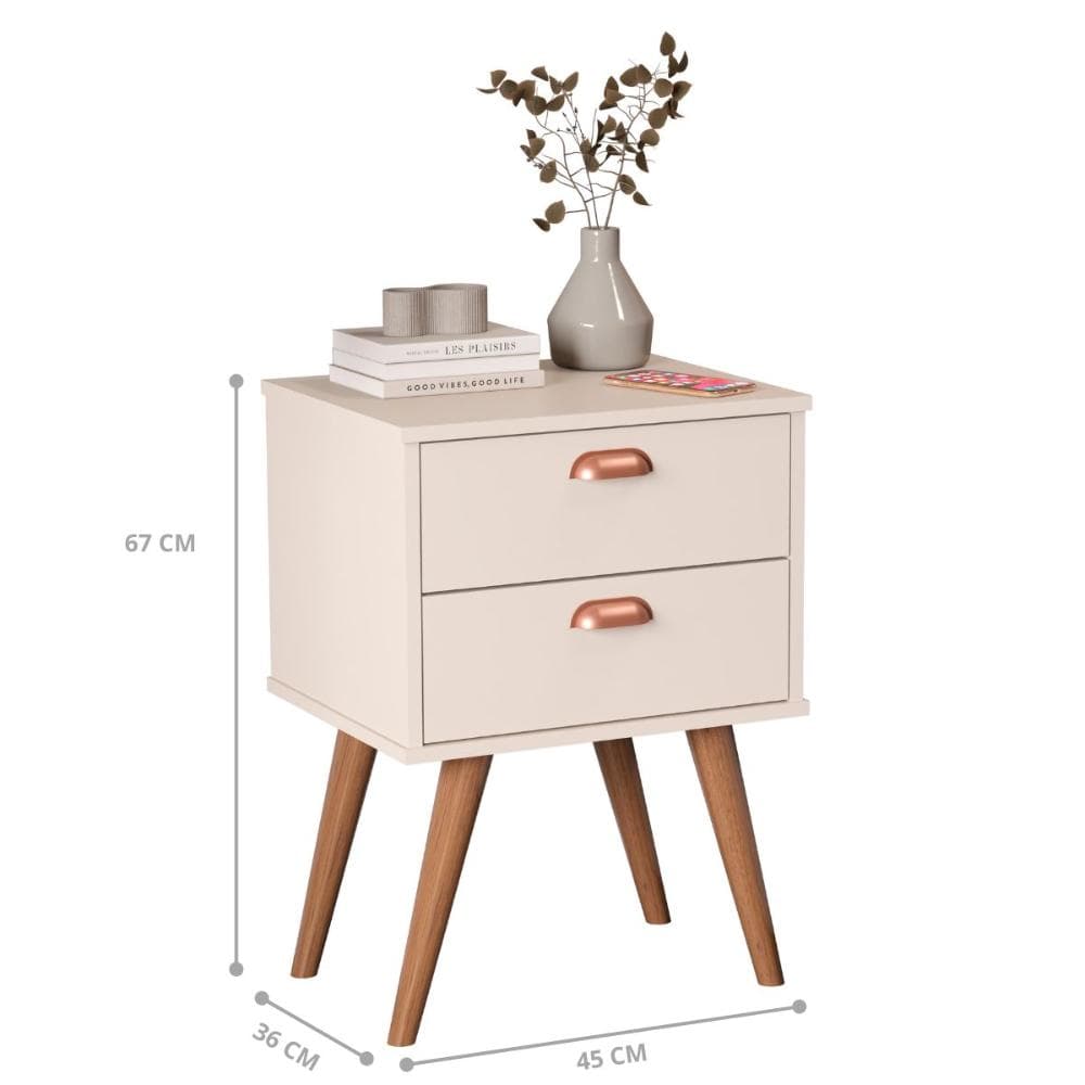 Mesa Apoio 2 Gavetas Mendoza Off White