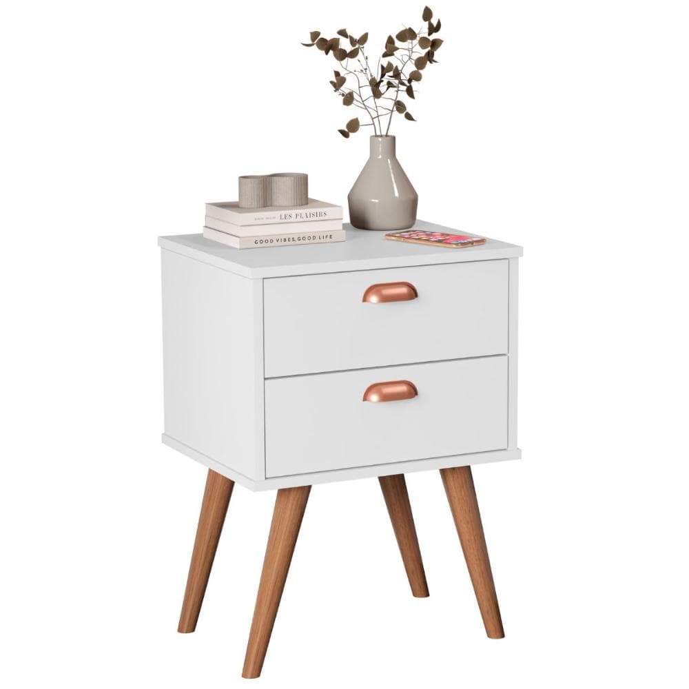 Mesa Cabeceira 2 Gavetas Empoli Branco