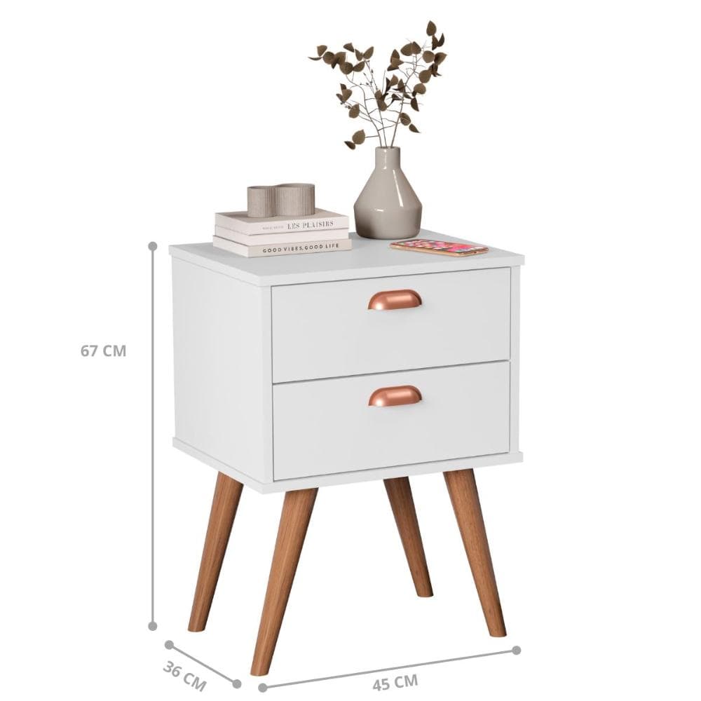 Mesa Cabeceira 2 Gavetas Empoli Branco