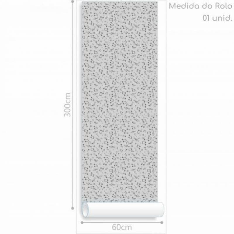 Papel de Parede Infantil Notas Musicais Cinza
