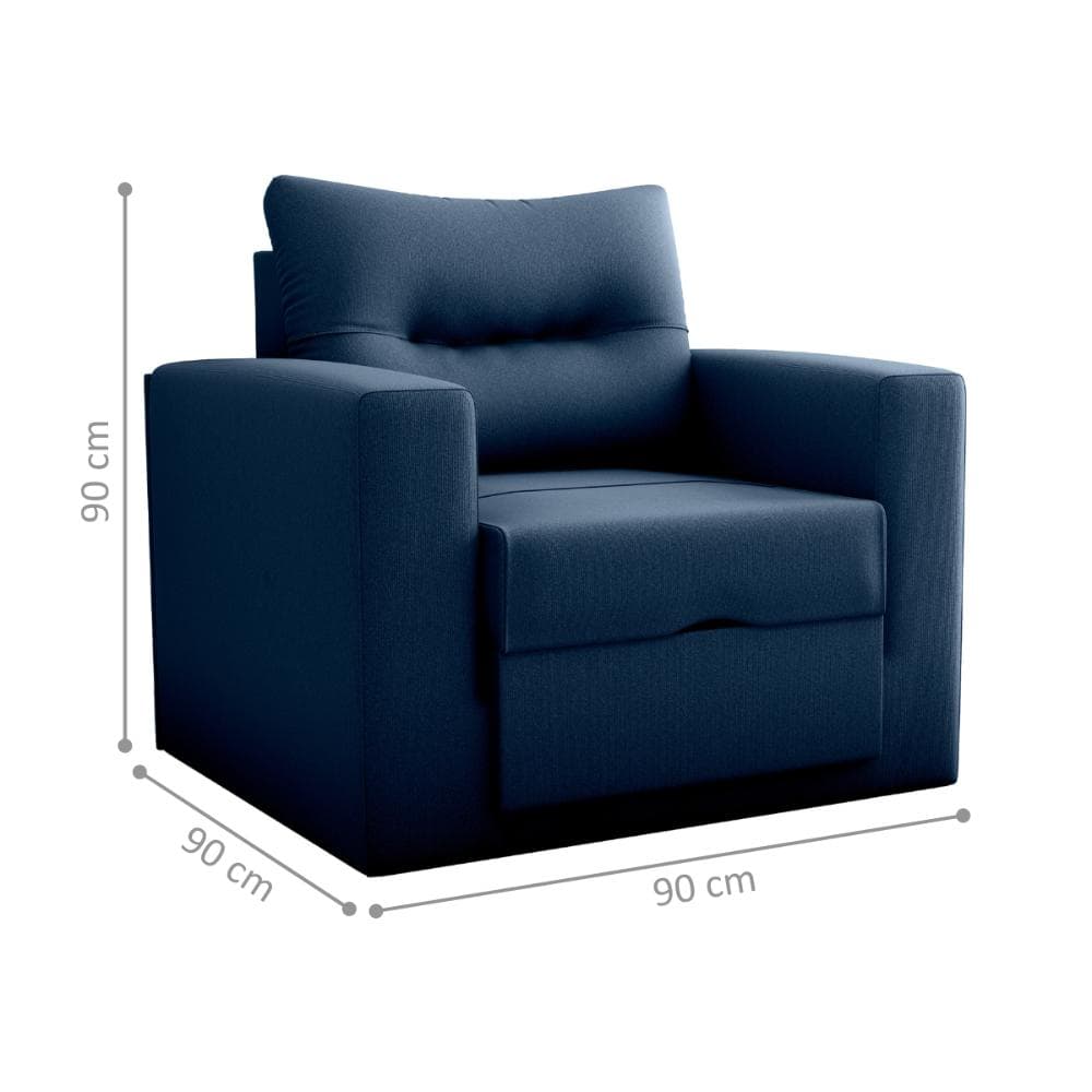 Sofá Cama 1 Lugar Cork Suede Azul