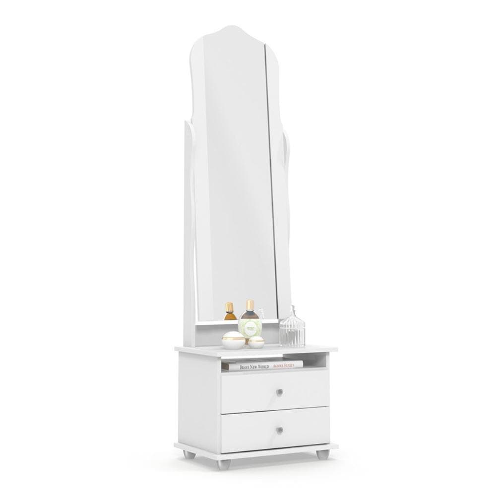 Toucador com 2 Gavetas Espelho Delta Branco