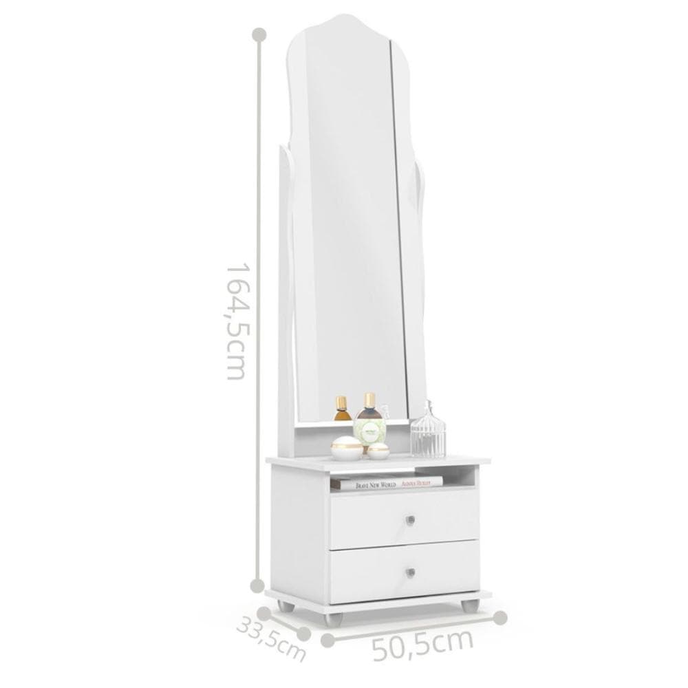 Toucador com 2 Gavetas Espelho Delta Branco