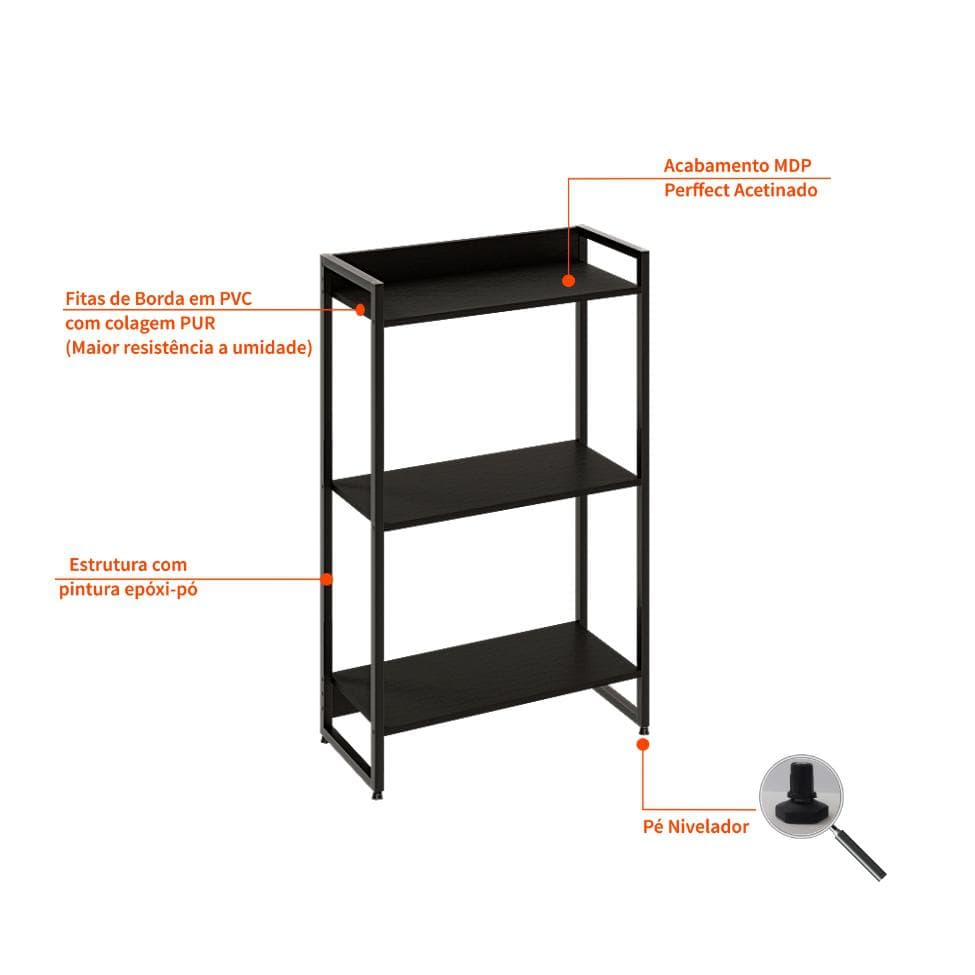 Estante Studio I Preta 60 cm