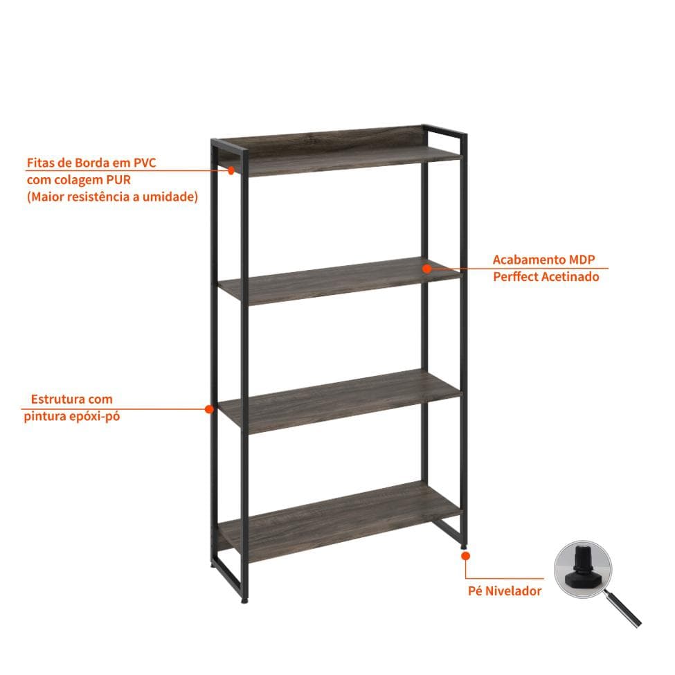 Estante Studio II Marrom Escuro 80 cm