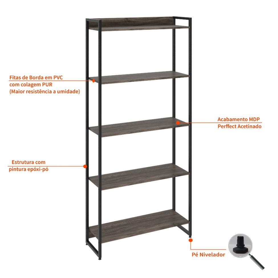 Estante Studio III Marrom Escuro 80 cm