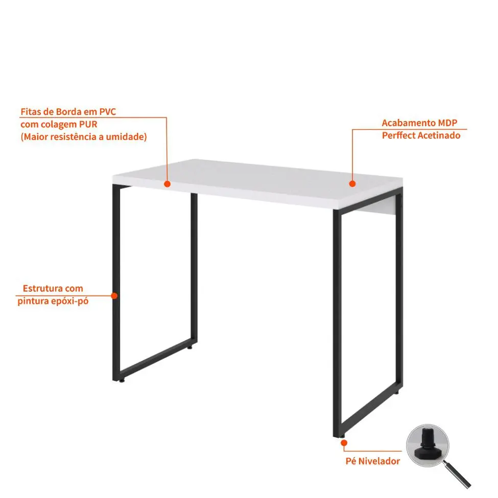 Mesa de Escritório Studio Branca 90 cm