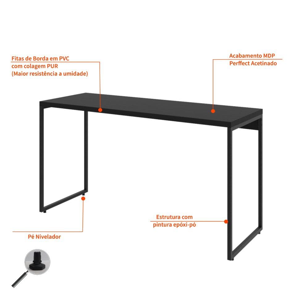Mesa de Escritório Studio Preta 135 cm