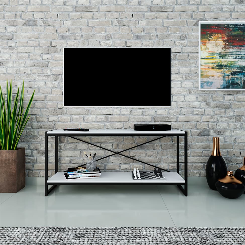 Rack Studio Branco e Preto 120 cm