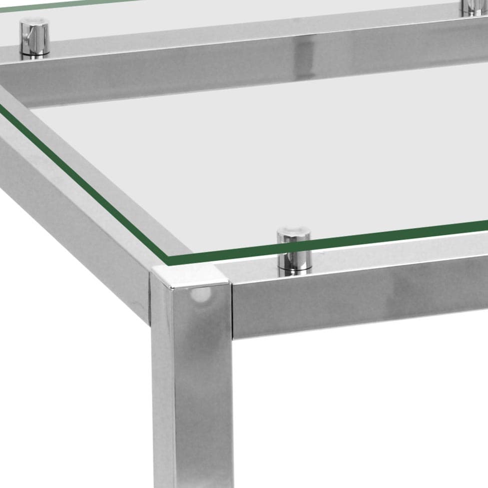 Mesa Lateral Cromada Aço Incolor