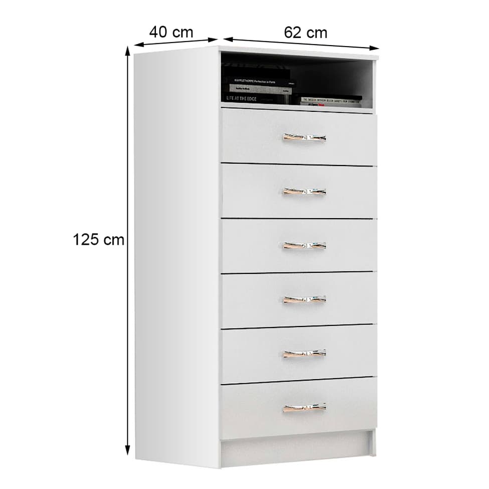 Cômoda Atlas 6 Gavetas Branca