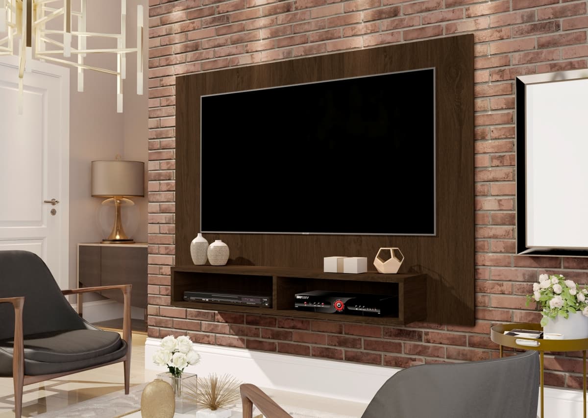 Painel para TV Adhara com Frisos Cedro