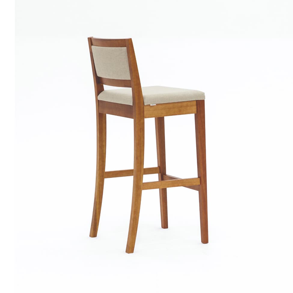Banqueta Bonina Linho Creme e Imbuia