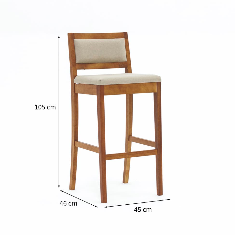 Banqueta Bonina Linho Creme e Imbuia