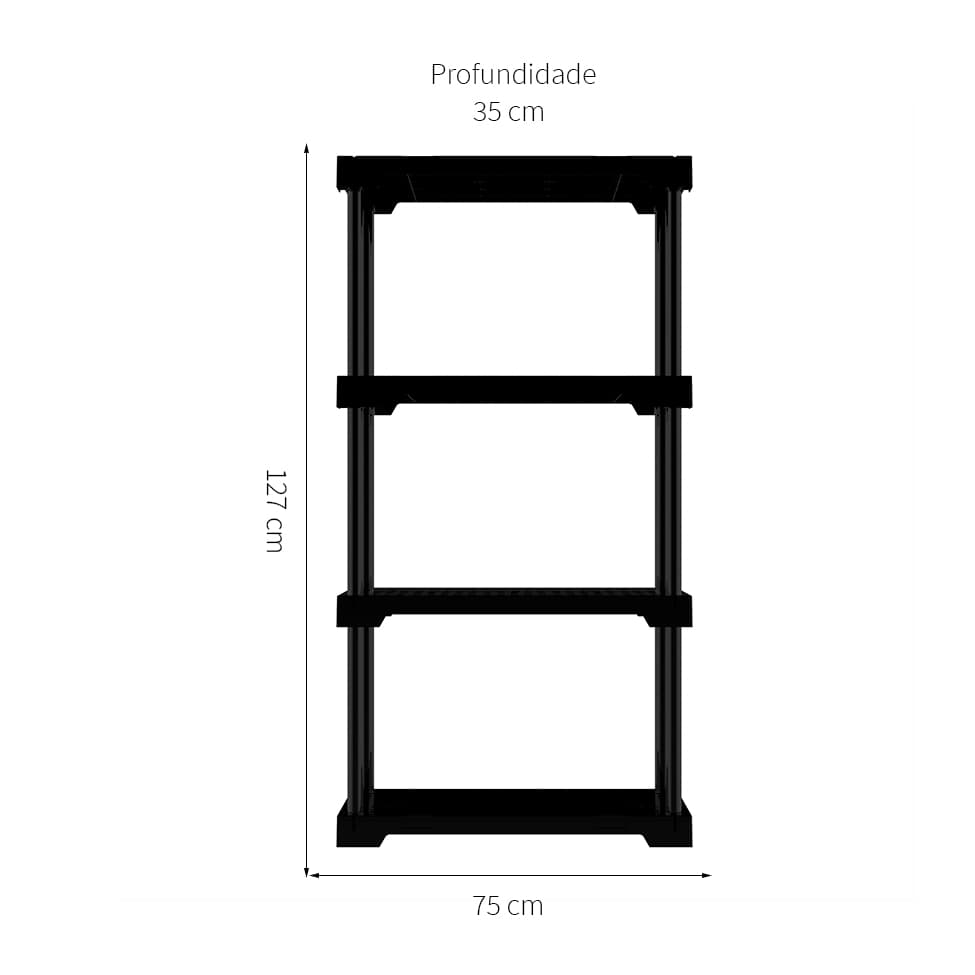 Estante Poly Preta (127x75 cm)