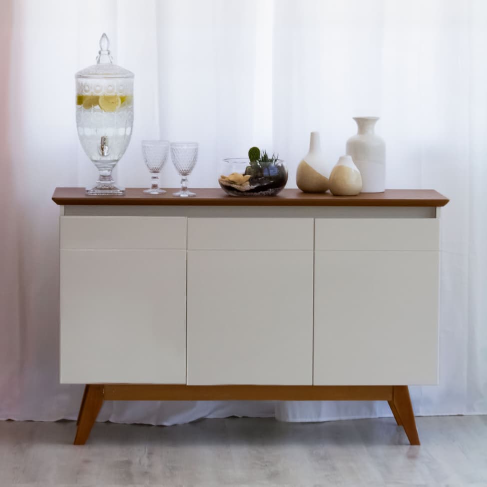Buffet Classic 3 PT Off White e Freijó