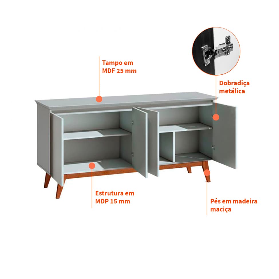 Buffet Classic 4 PT Off White e Freijo Touch