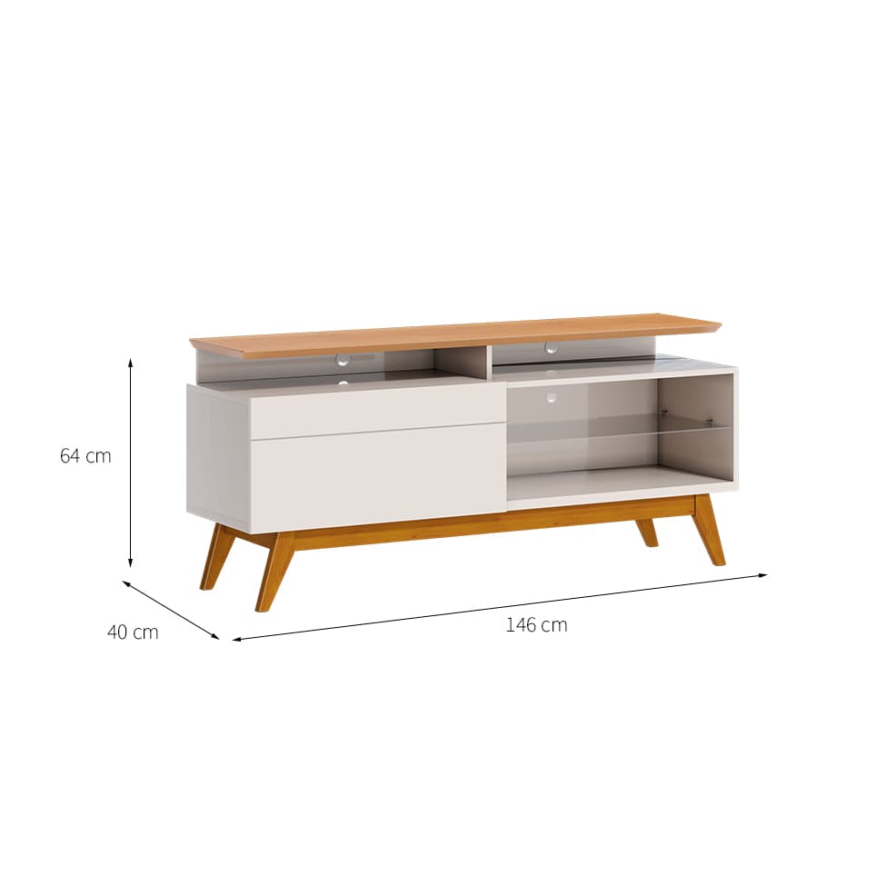 Rack Classic II Off White e Nature 64x146 cm