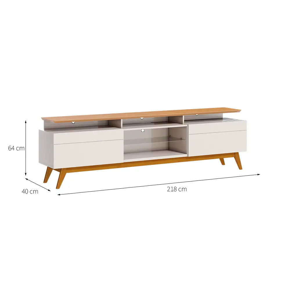 Rack Classic II Off White e Nature 64x218 cm