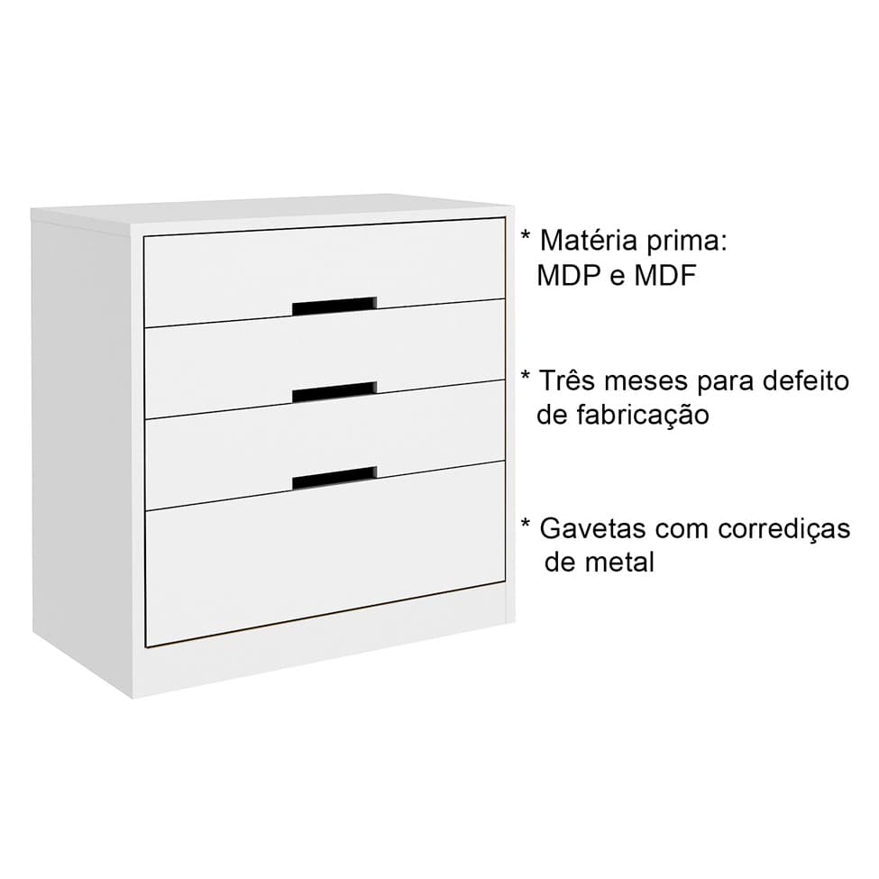 Cômoda Sampaoli 4 Gavetas Branca