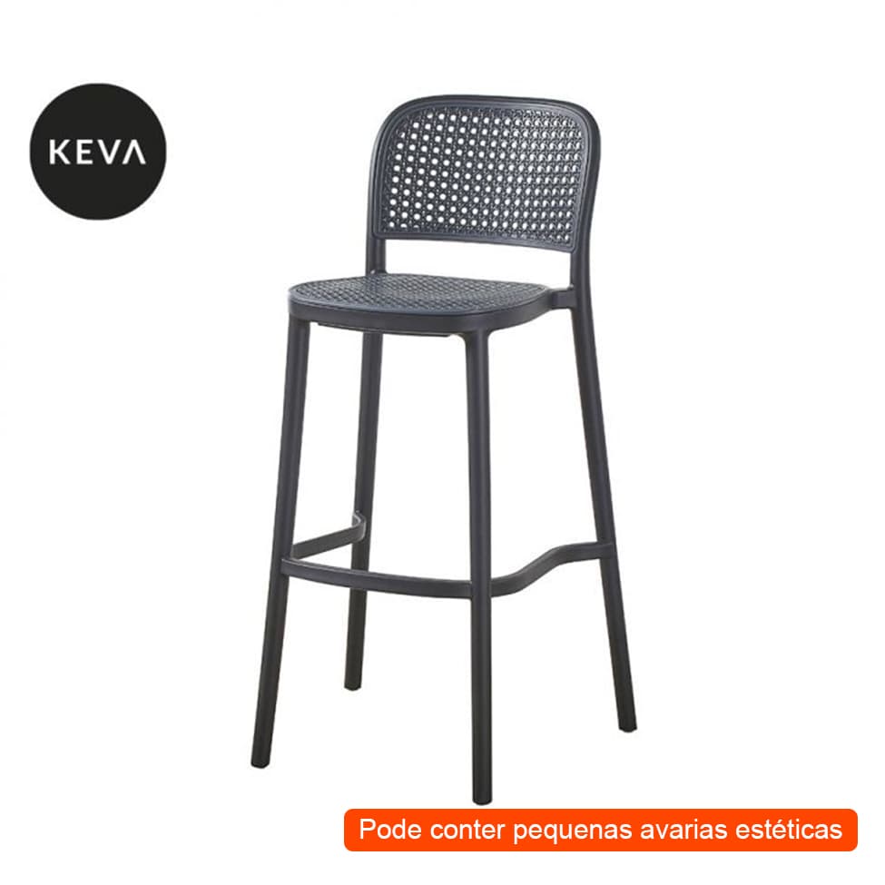 [OUTLET] Banqueta Fixa Madelyn Preta e Cinza